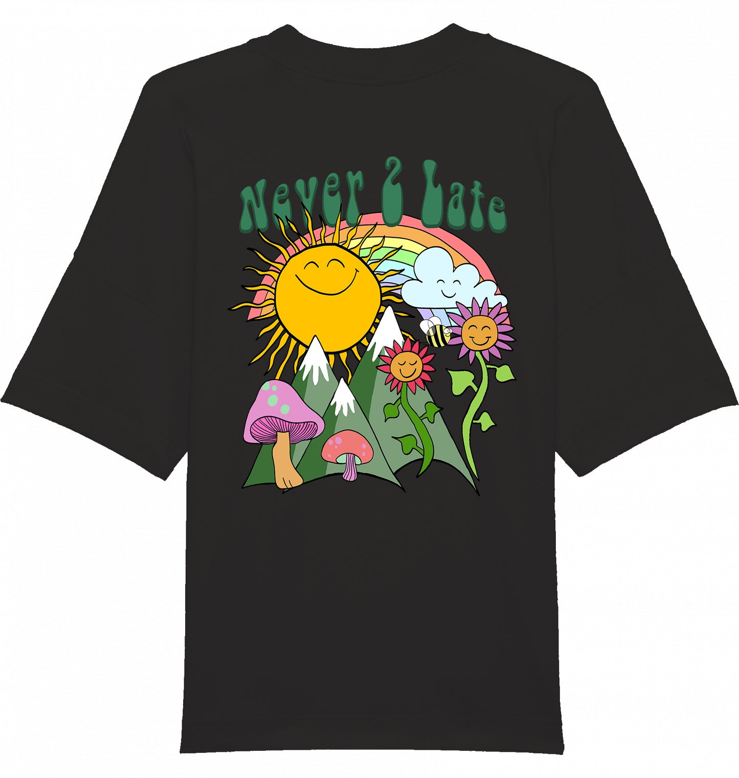 oversized fair fashion t-shirt aus nachhaltiger bio-baumwolle in schwarz, plastikfrei versendet