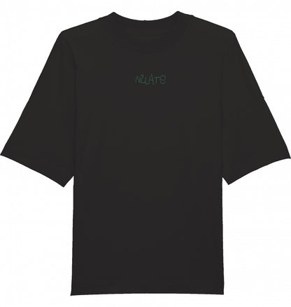 oversized fair fashion t-shirt aus nachhaltiger bio-baumwolle in schwarz, plastikfrei versendet