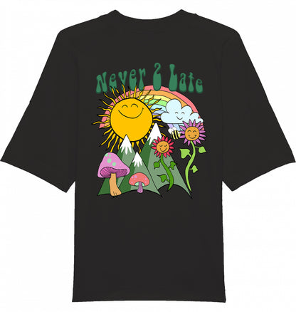 oversized fair fashion t-shirt aus nachhaltiger bio-baumwolle in schwarz, plastikfrei versendet